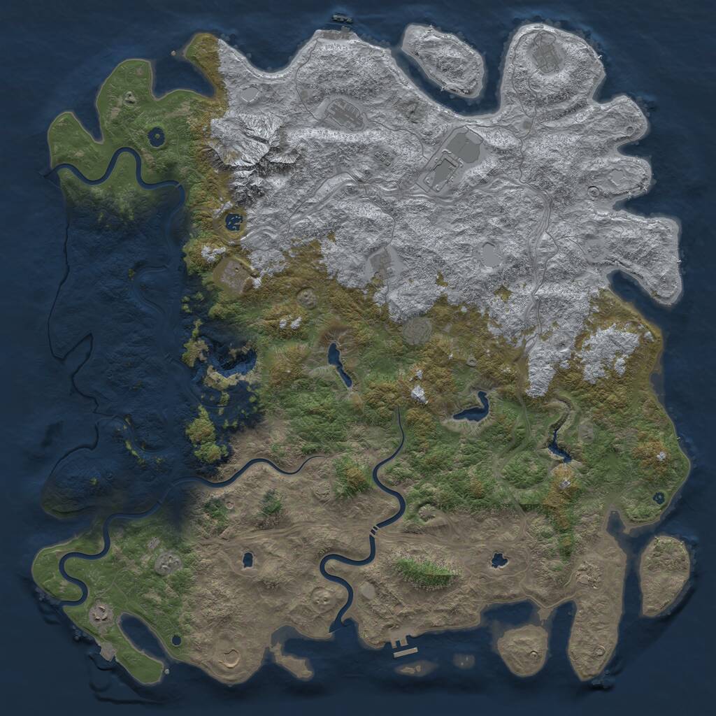 Rust Map: Procedural Map, Size: 6000, Seed: 1206431911, 17 Monuments