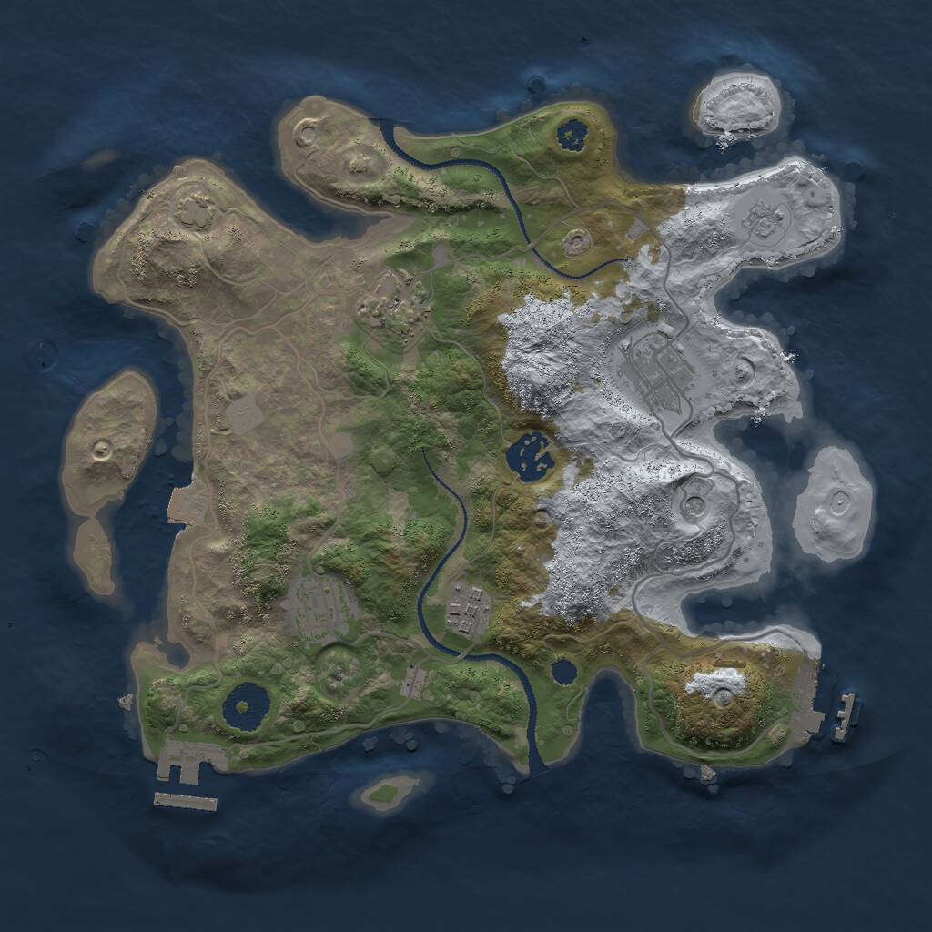 Rust Map: Procedural Map, Size: 3000, Seed: 1415411539, 11 Monuments