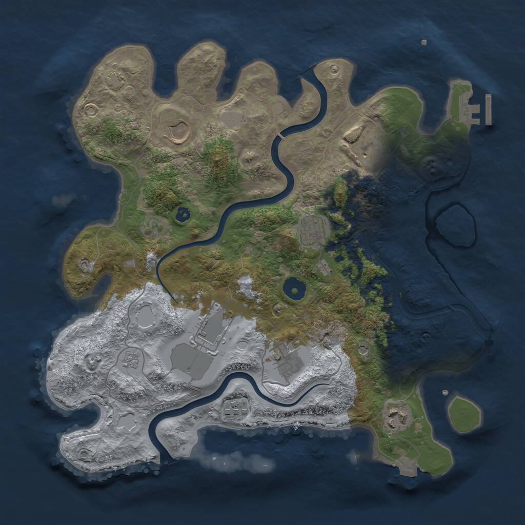 Rust Map: Procedural Map, Size: 3500, Seed: 998543343, 12 Monuments