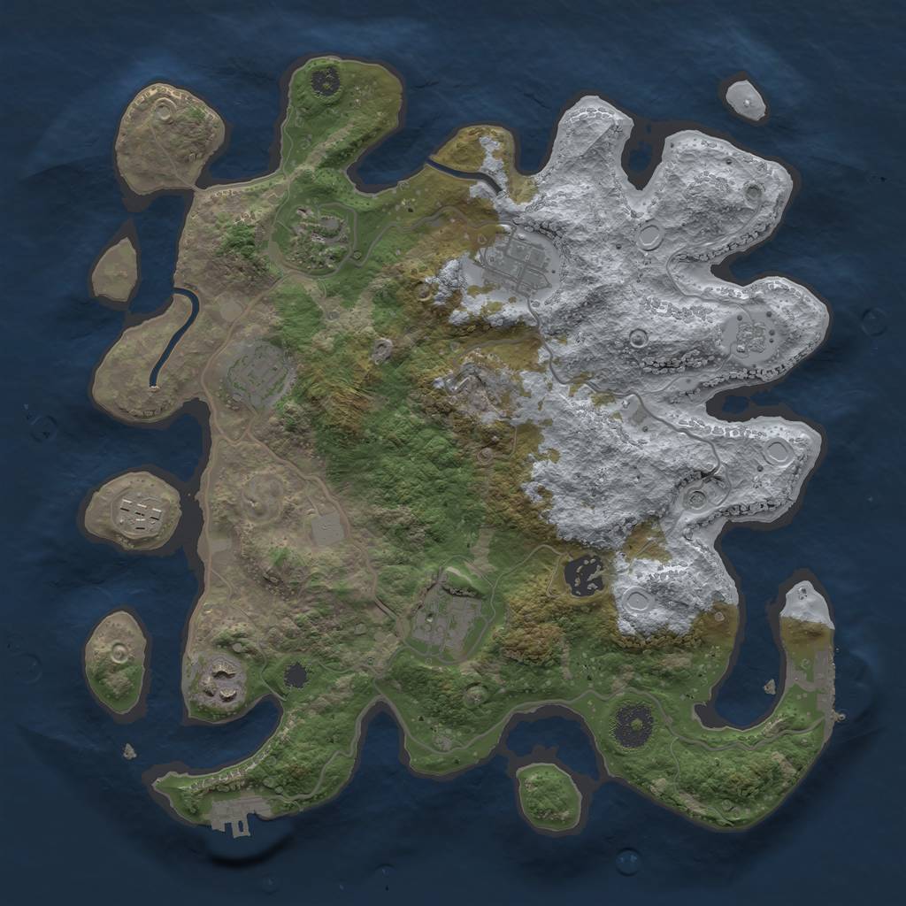 Rust Map: Procedural Map, Size: 3250, Seed: 595034834, 14 Monuments