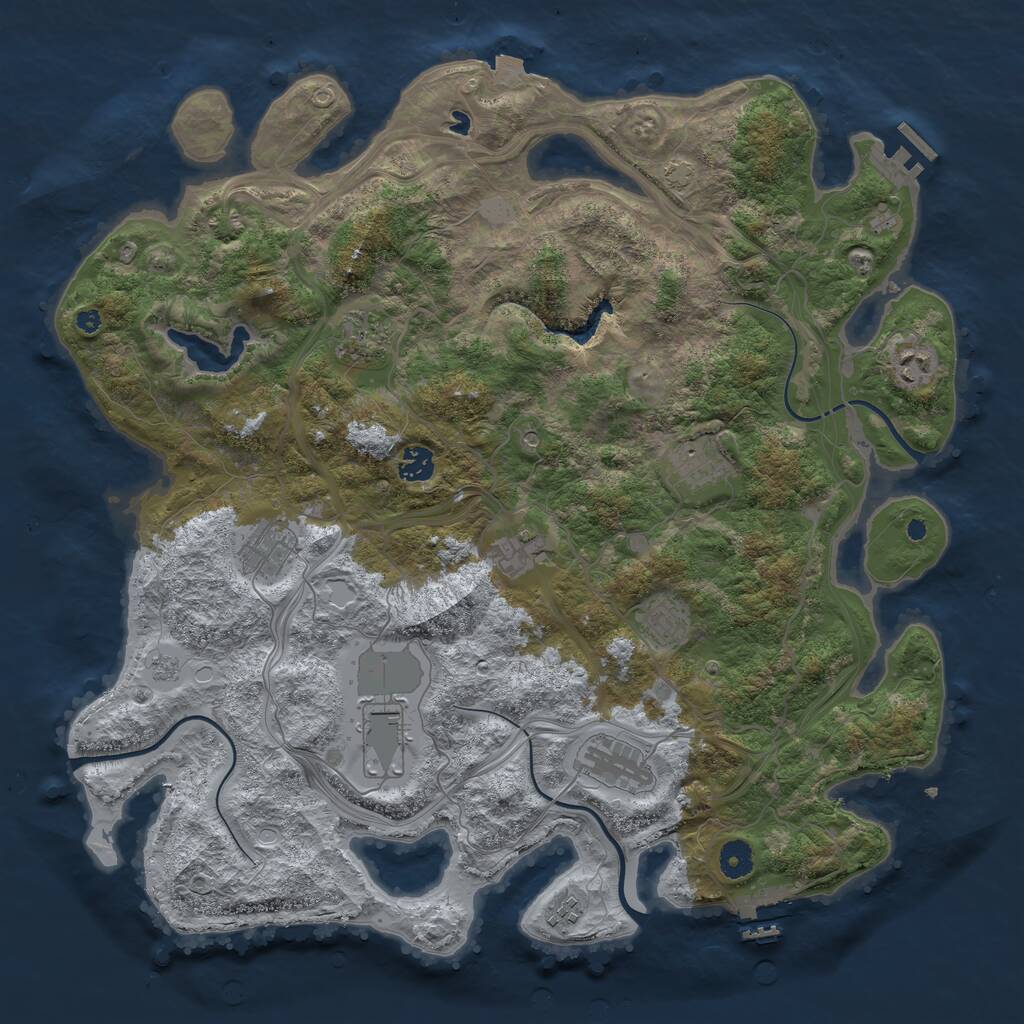 Rust Map: Procedural Map, Size: 4250, Seed: 684543806, 16 Monuments