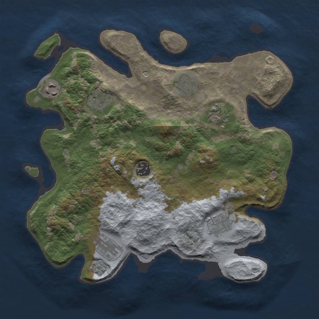 Rust Map: Barren, Size: 3300, Seed: 941287667, 11 Monuments