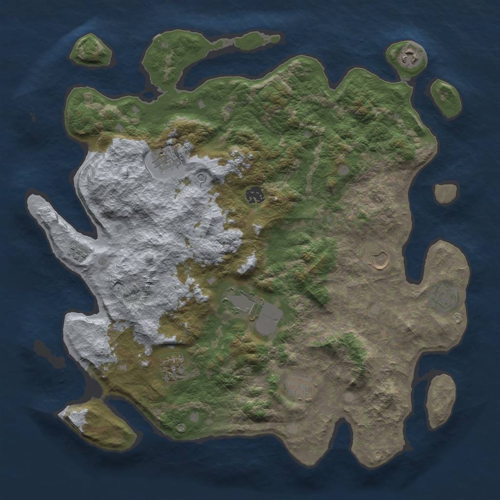 Rust Map: Barren, Size: 4250, Seed: 465496084, 12 Monuments