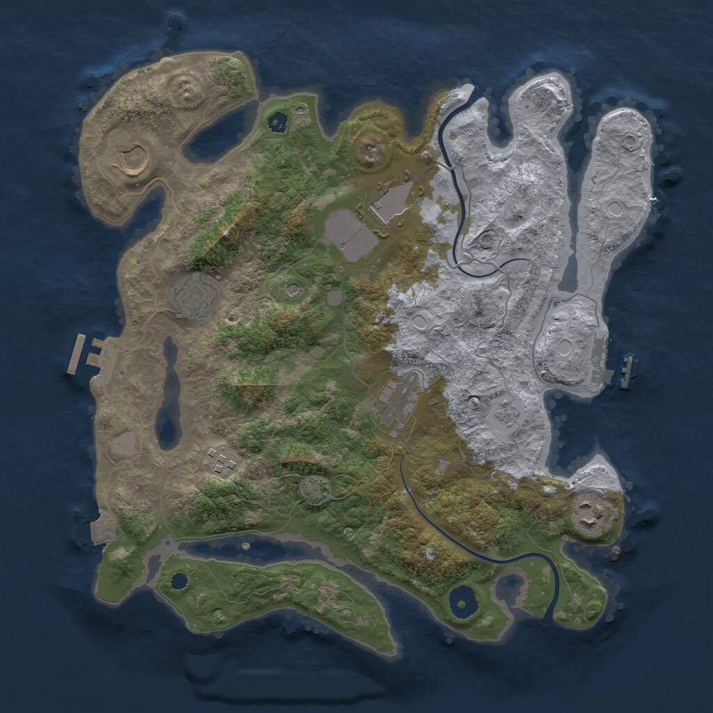 Rust Map: Procedural Map, Size: 3500, Seed: 157804570, 12 Monuments