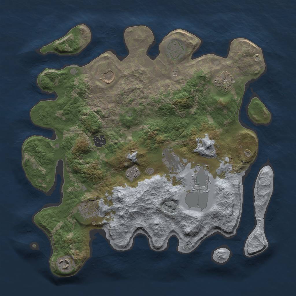 Rust Map: Barren, Size: 3500, Seed: 685401480, 12 Monuments