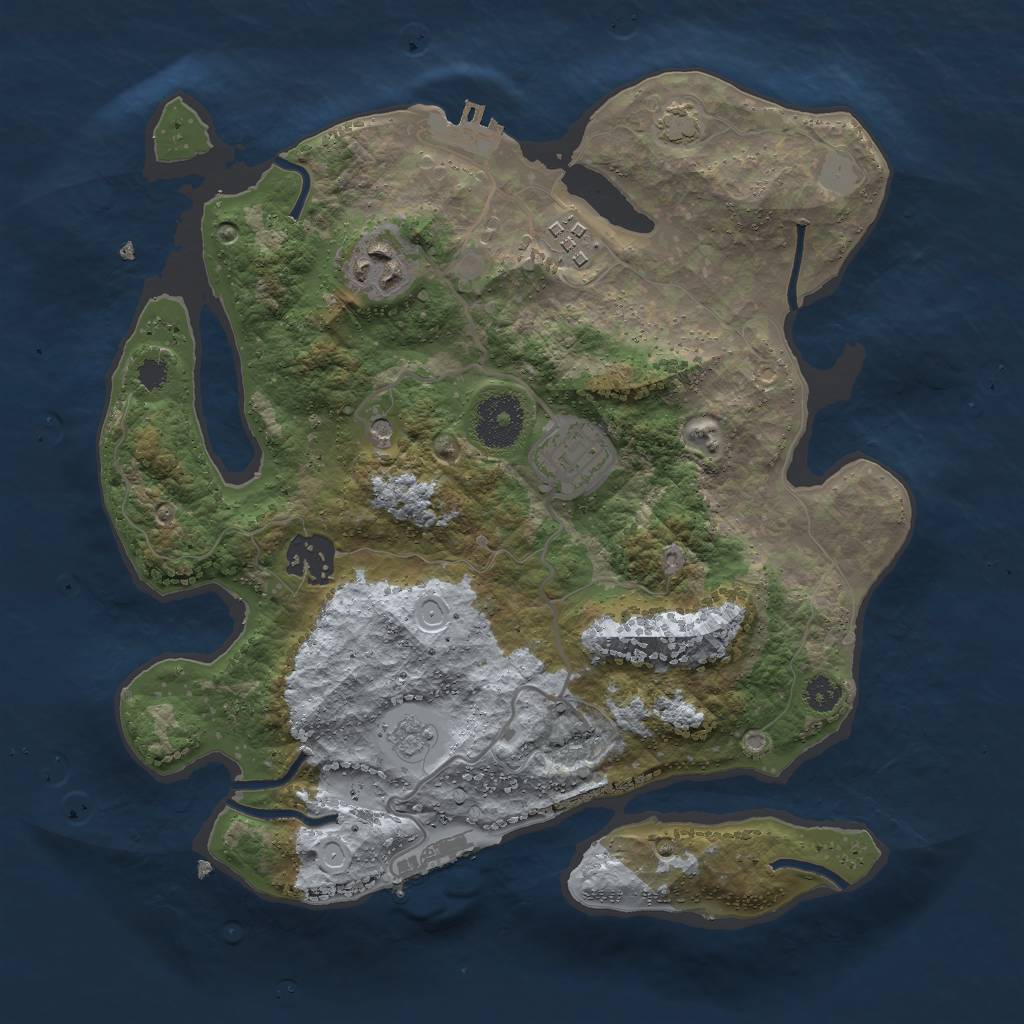 Rust Map: Procedural Map, Size: 3000, Seed: 766984928, 12 Monuments