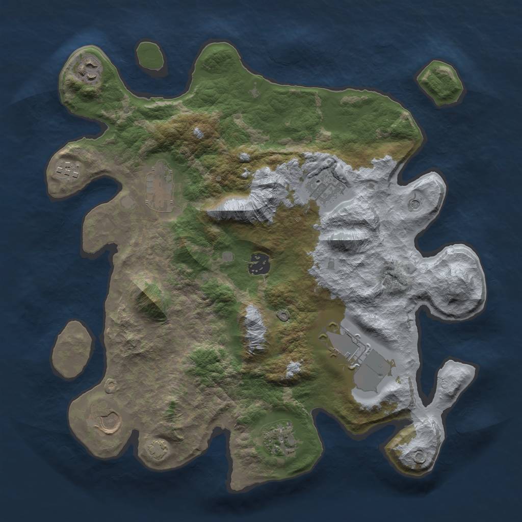 Rust Map: Barren, Size: 3500, Seed: 295976768, 12 Monuments