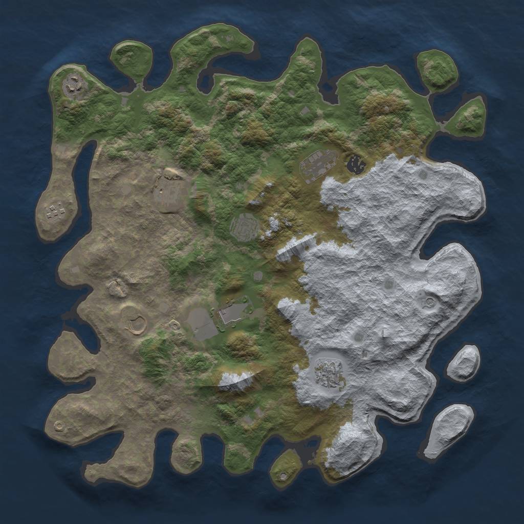 Rust Map: Barren, Size: 4250, Seed: 403593933, 12 Monuments