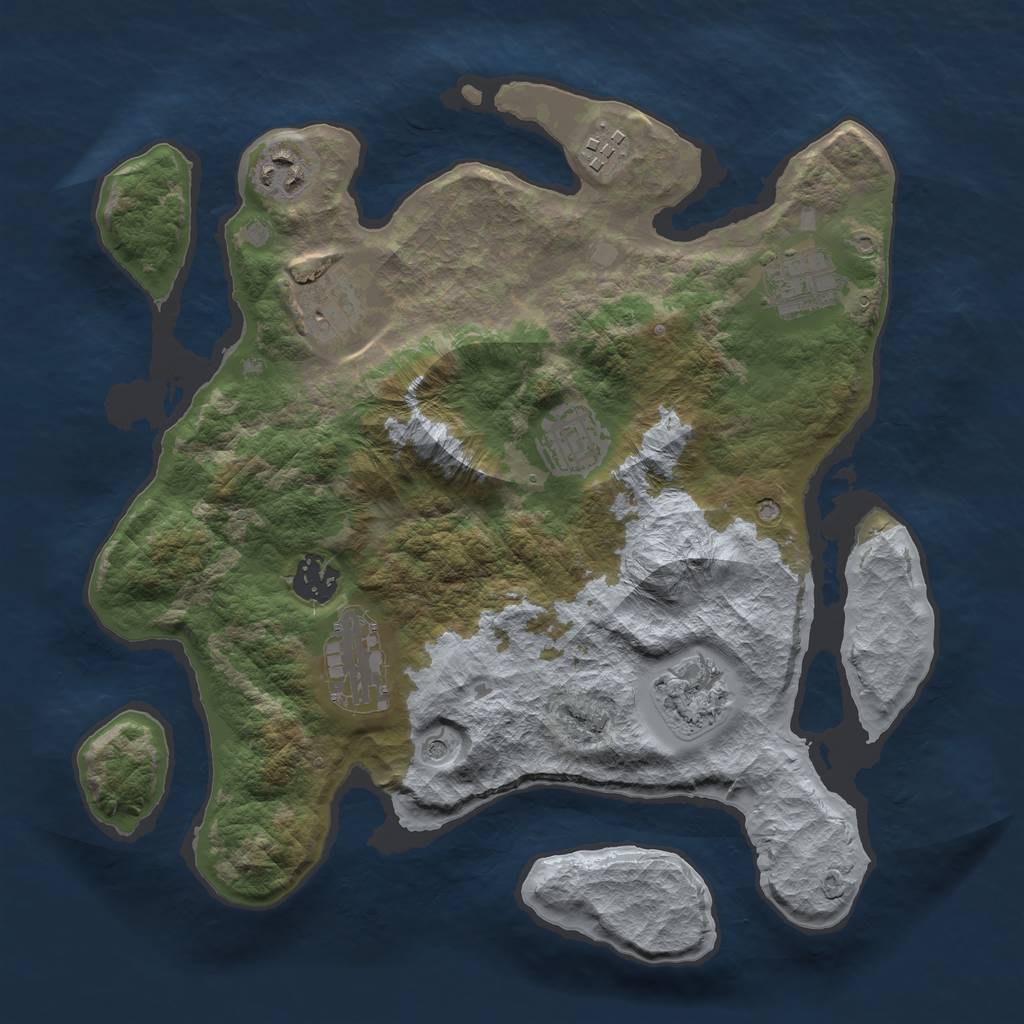 Rust Map: Barren, Size: 3300, Seed: 780224596, 11 Monuments