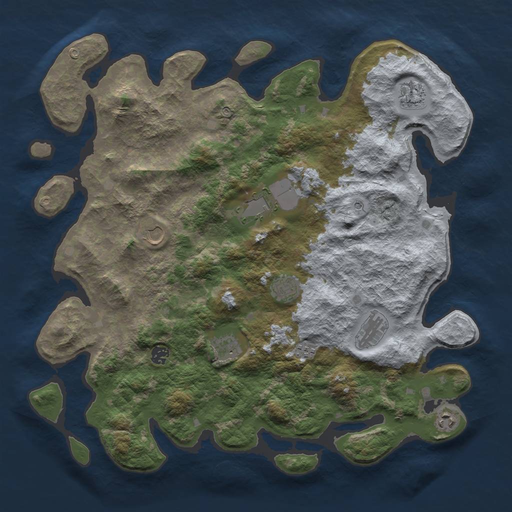 Rust Map: Barren, Size: 4250, Seed: 215478580, 12 Monuments