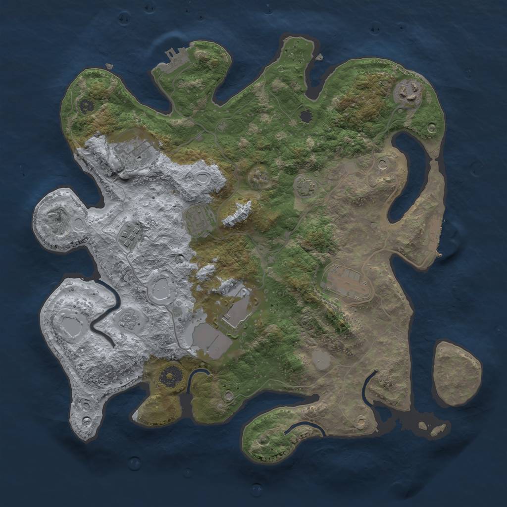 Rust Map: Procedural Map, Size: 3500, Seed: 4395275, 14 Monuments