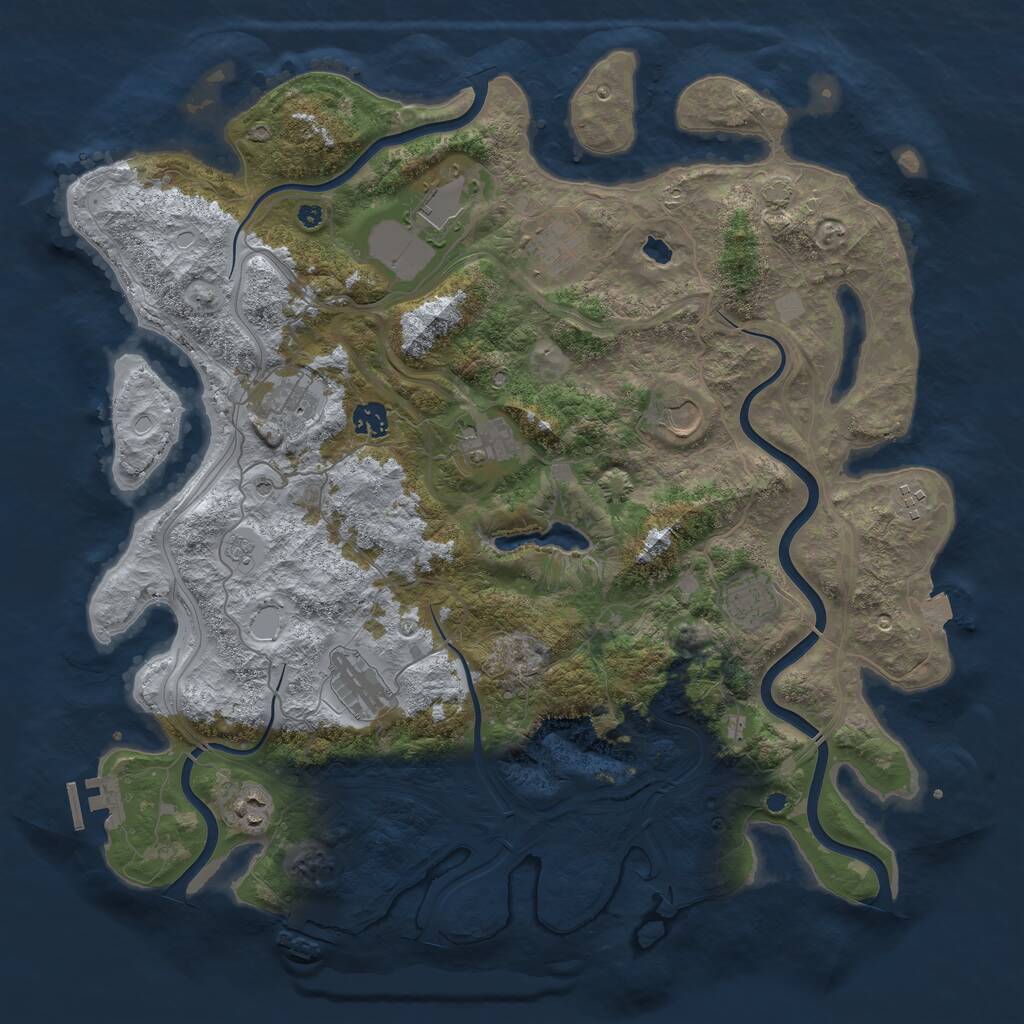 Rust Map: Procedural Map, Size: 4250, Seed: 123237550, 16 Monuments
