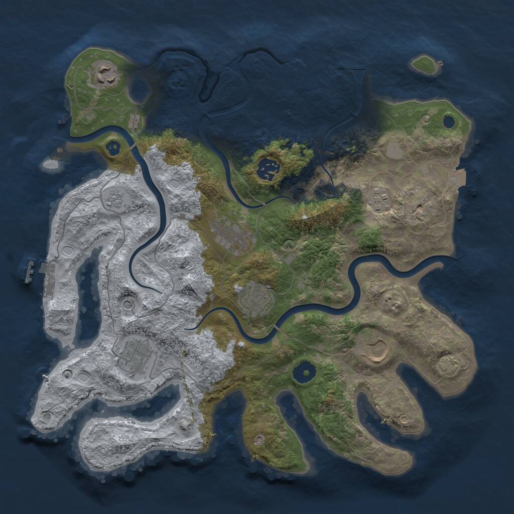 Rust Map: Procedural Map, Size: 3500, Seed: 23515122, 13 Monuments