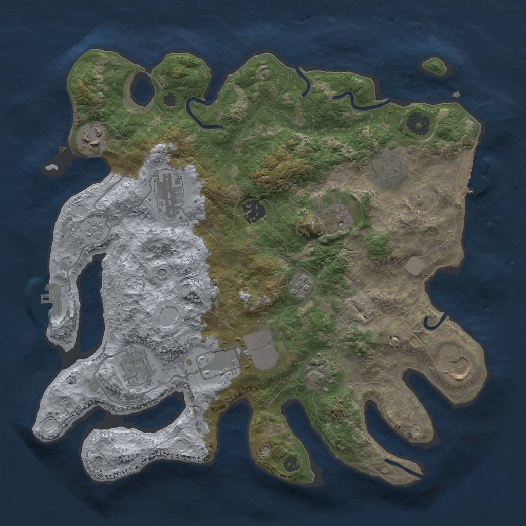 Rust Map: Procedural Map, Size: 3500, Seed: 23515122, 17 Monuments