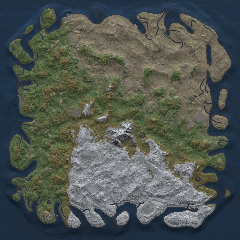 Rust Map: Procedural Map, Size: 6000, Seed: 1784726371, 19 Monuments