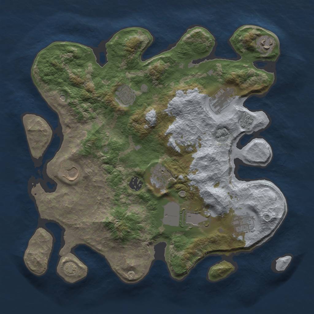 Rust Map: Barren, Size: 3500, Seed: 601062049, 13 Monuments