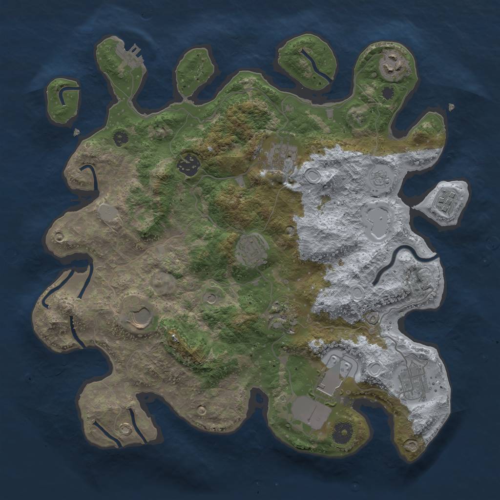 Rust Map: Procedural Map, Size: 3500, Seed: 413726257, 15 Monuments