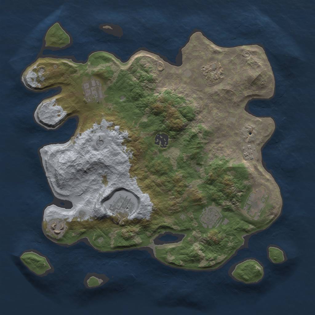 Rust Map: Barren, Size: 3300, Seed: 44817748, 11 Monuments
