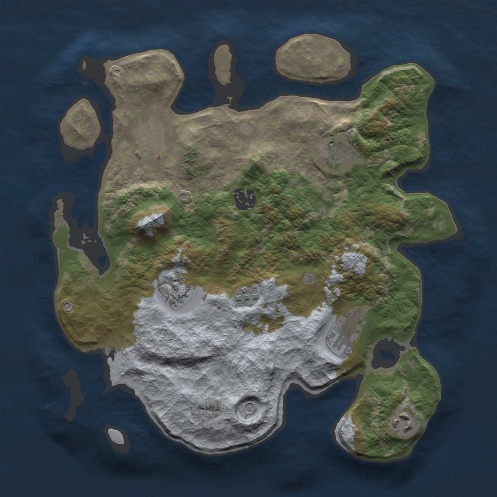 Rust Map: Barren, Size: 3300, Seed: 391679928, 10 Monuments