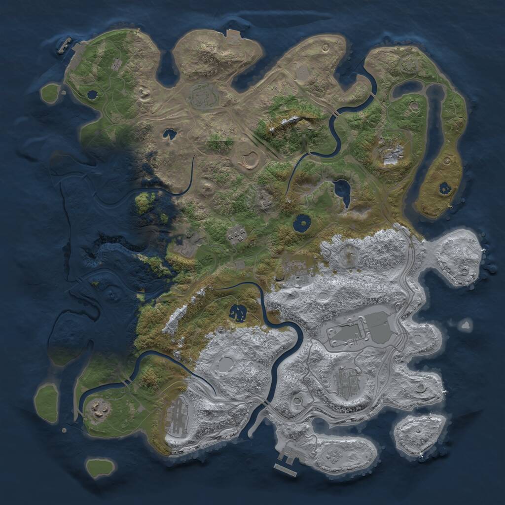 Rust Map: Procedural Map, Size: 4250, Seed: 318661911, 17 Monuments