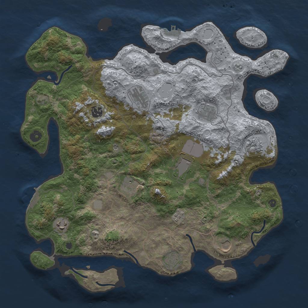 Rust Map: Procedural Map, Size: 4000, Seed: 1753355182, 17 Monuments