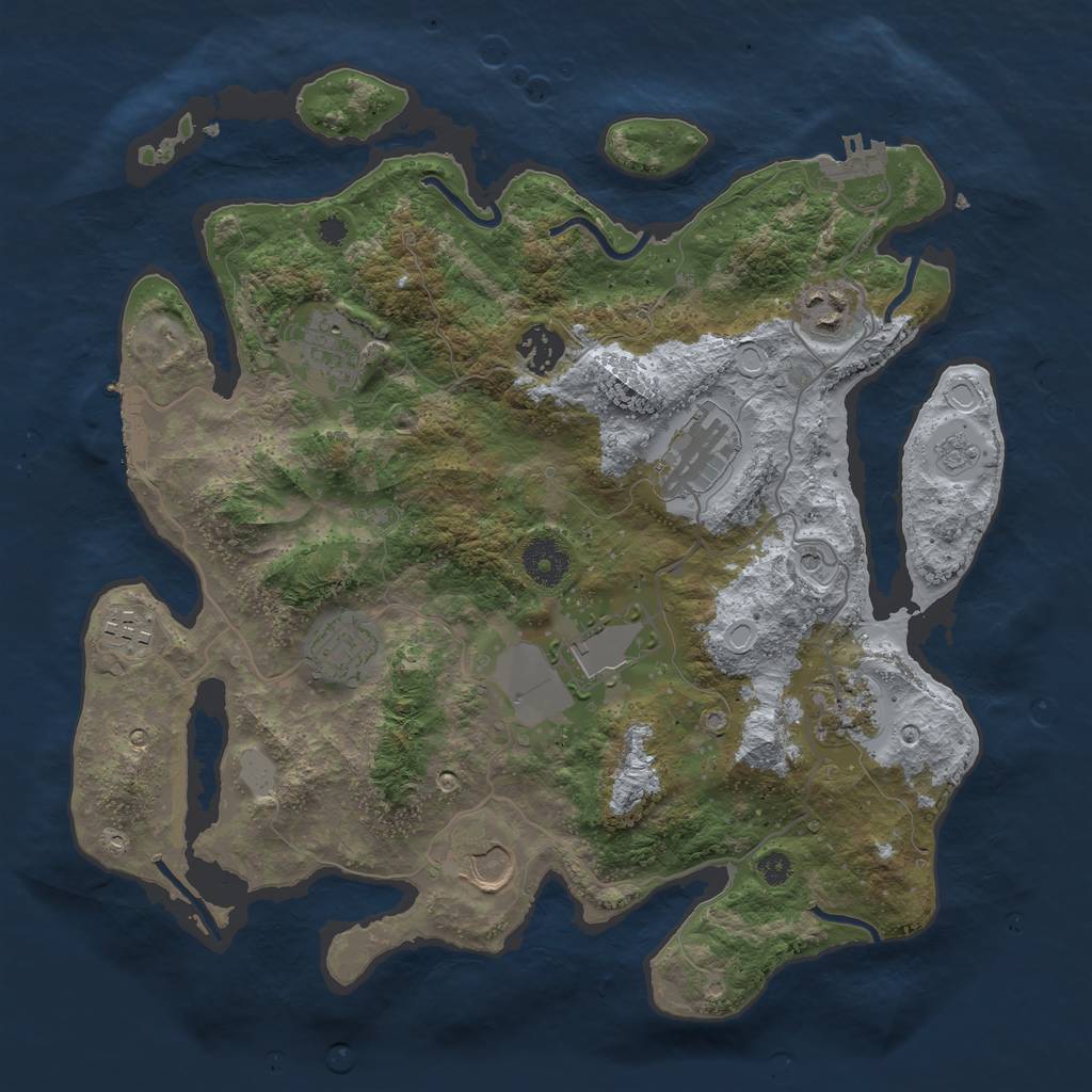 Rust Map: Procedural Map, Size: 3500, Seed: 23409, 16 Monuments