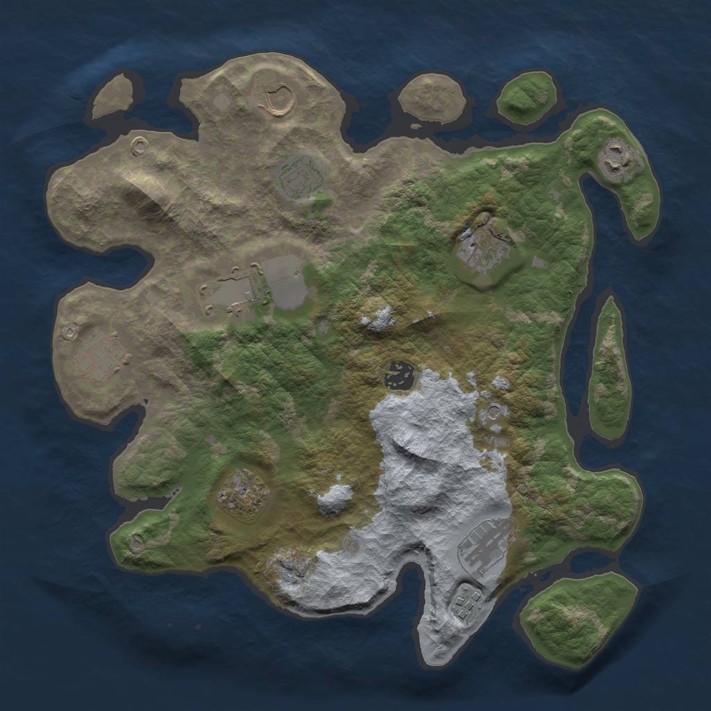 Rust Map: Barren, Size: 3500, Seed: 240128790, 13 Monuments
