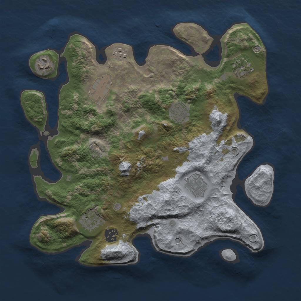 Rust Map: Barren, Size: 3300, Seed: 649467018, 11 Monuments