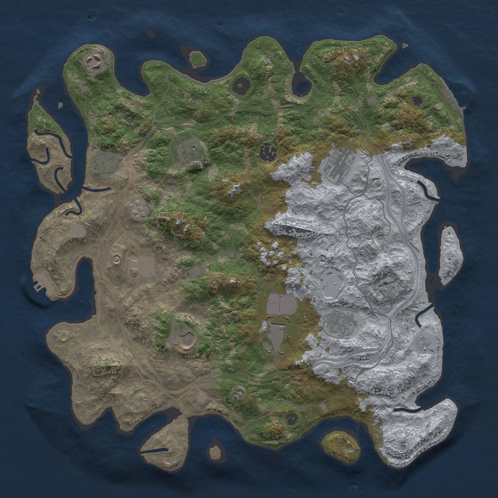 Rust Map: Procedural Map, Size: 4250, Seed: 54026553, 17 Monuments