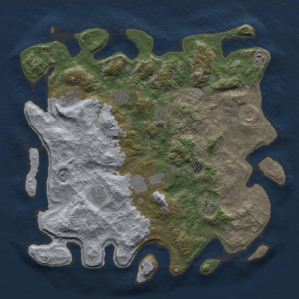 Rust Map: Barren, Size: 4250, Seed: 319075468, 13 Monuments