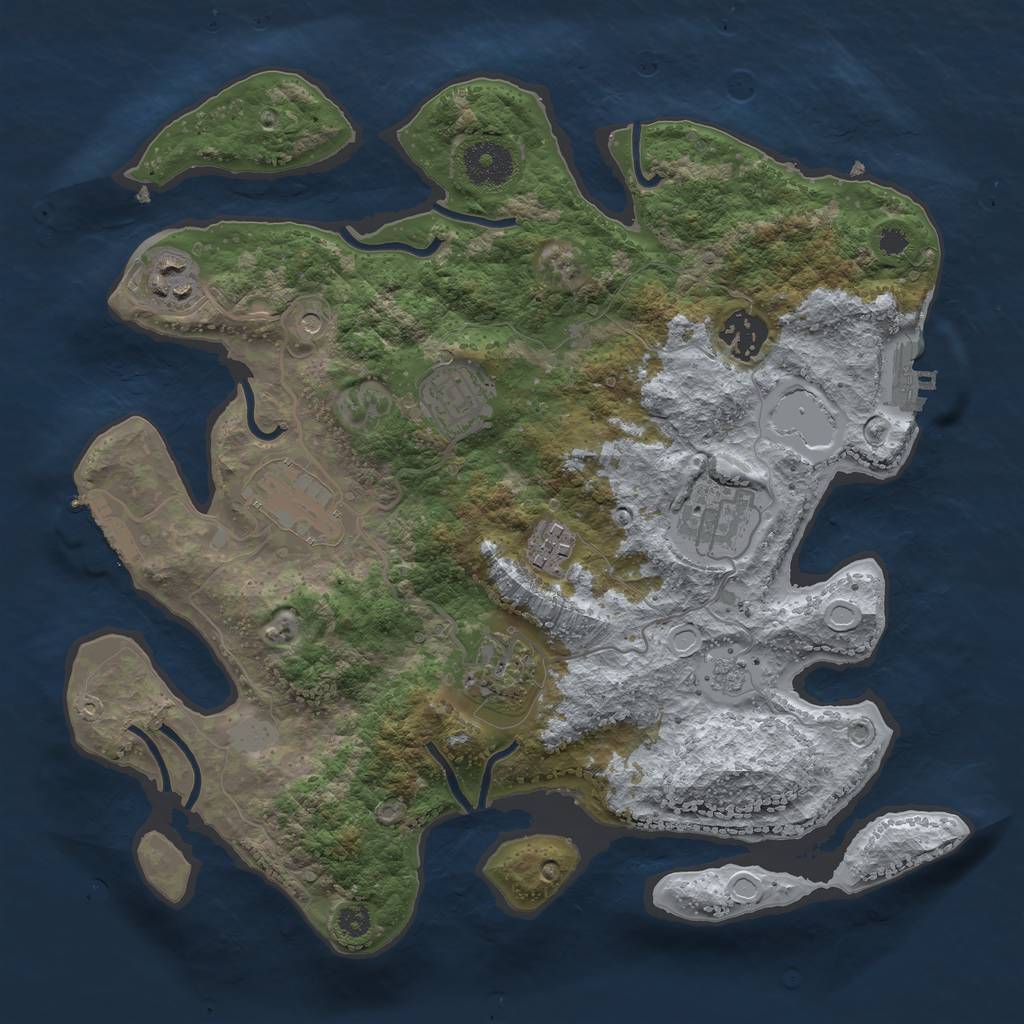 Rust Map: Procedural Map, Size: 3250, Seed: 407423008, 14 Monuments