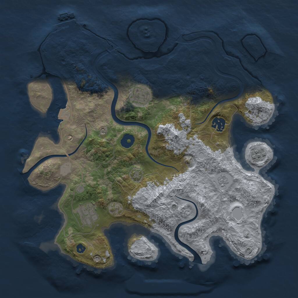 Rust Map: Procedural Map, Size: 3250, Seed: 696178840, 9 Monuments