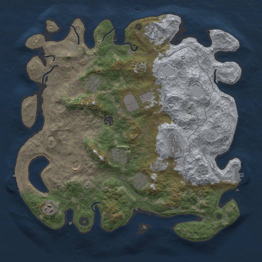 Rust Map: Procedural Map, Size: 4000, Seed: 1469249519, 17 Monuments