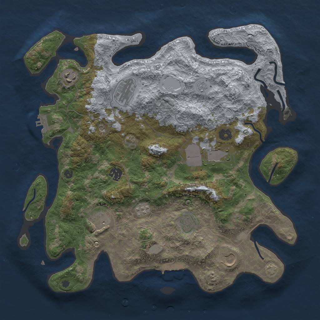 Rust Map: Procedural Map, Size: 3750, Seed: 219940321, 16 Monuments