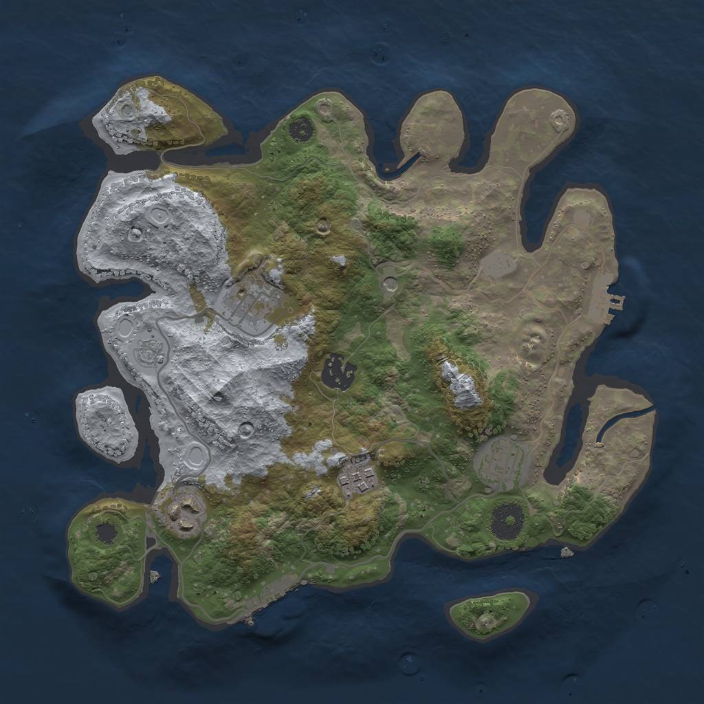 Rust Map: Procedural Map, Size: 3000, Seed: 2913457, 12 Monuments
