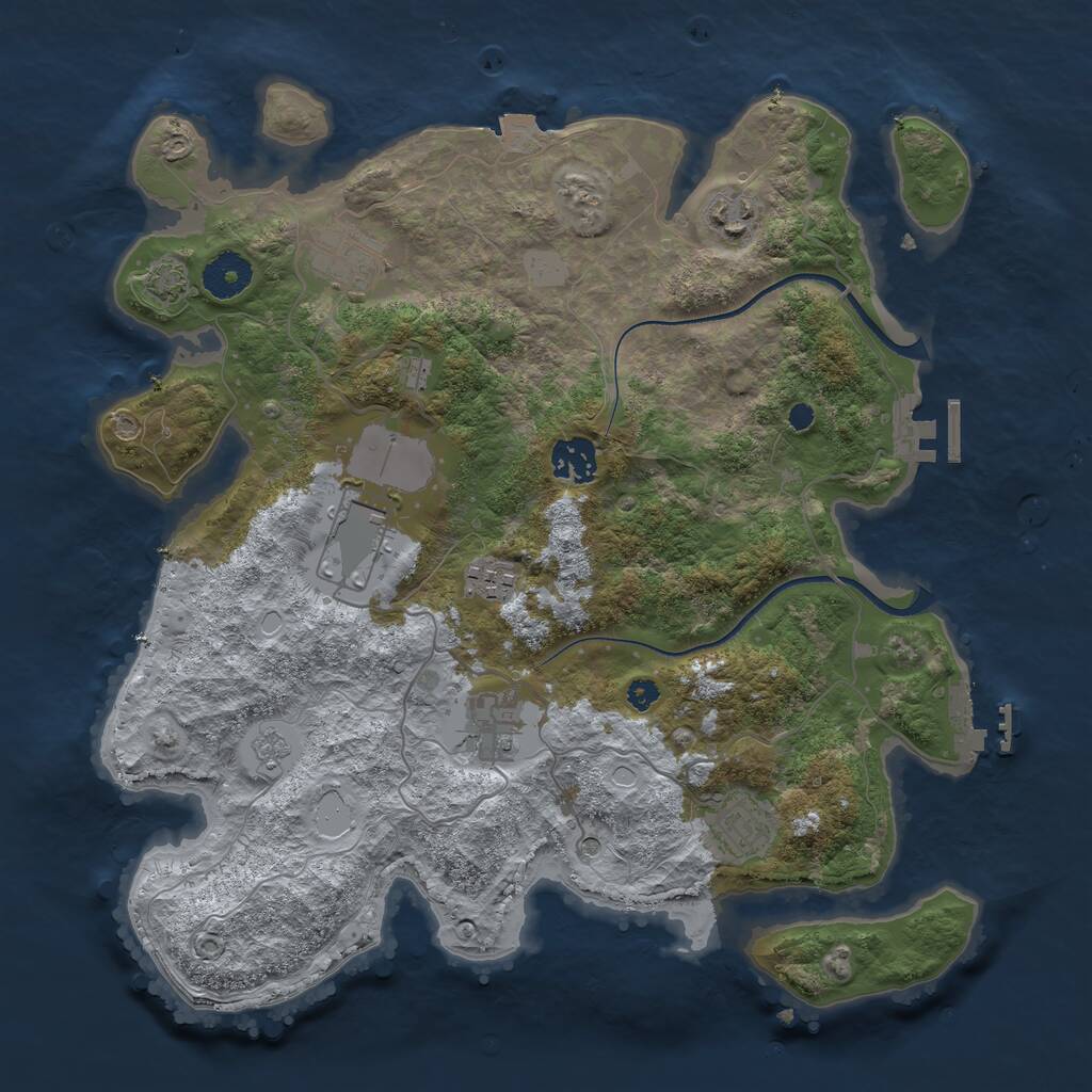 Rust Map: Procedural Map, Size: 3500, Seed: 301901828, 13 Monuments