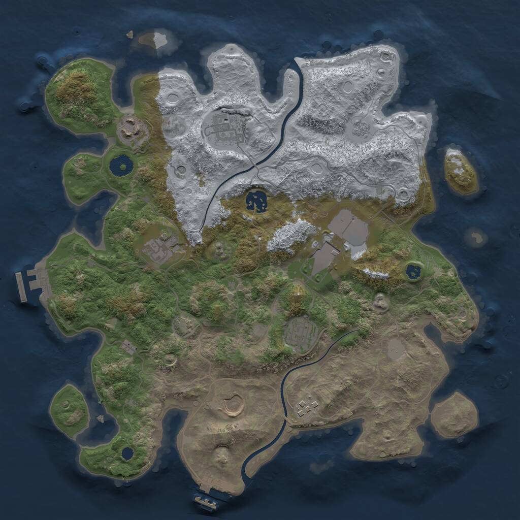 Rust Map: Procedural Map, Size: 3500, Seed: 1206502631, 14 Monuments