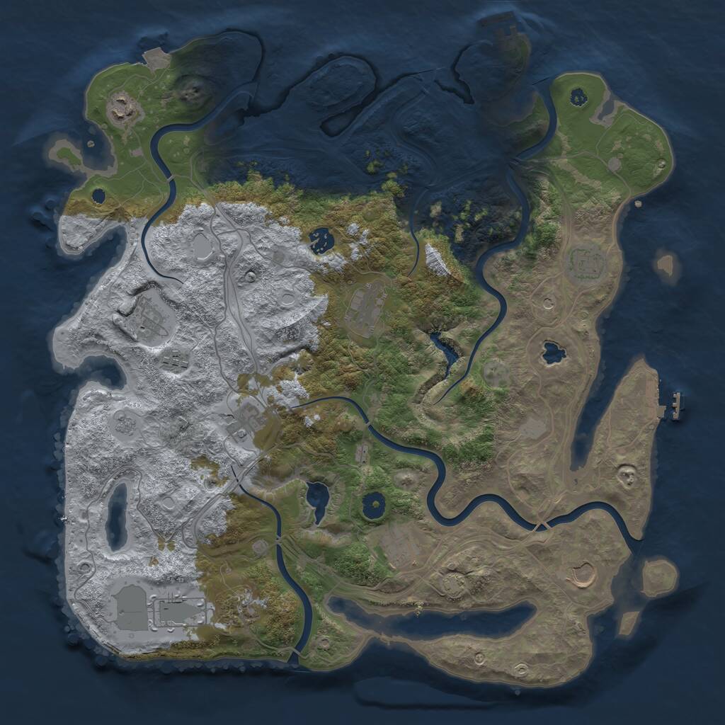 Rust Map: Procedural Map, Size: 4250, Seed: 747474, 17 Monuments