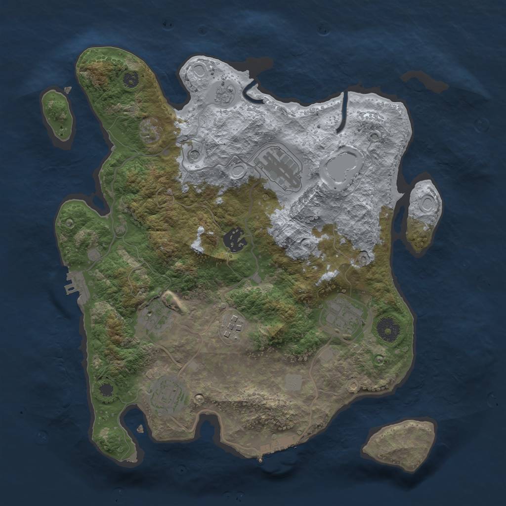 Rust Map: Procedural Map, Size: 3250, Seed: 548412278, 13 Monuments