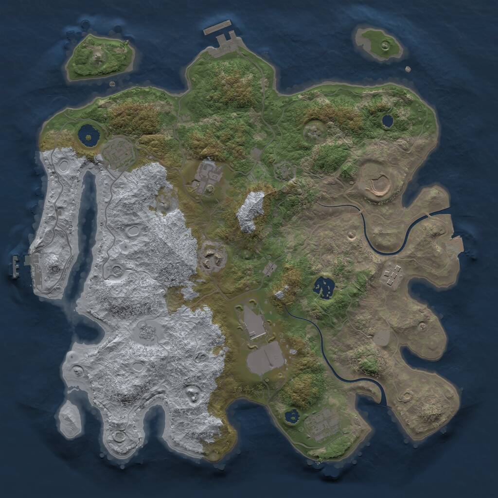 Rust Map: Procedural Map, Size: 3500, Seed: 1837676763, 14 Monuments