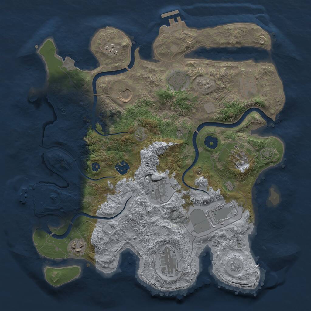 Rust Map: Procedural Map, Size: 3500, Seed: 1238097796, 16 Monuments