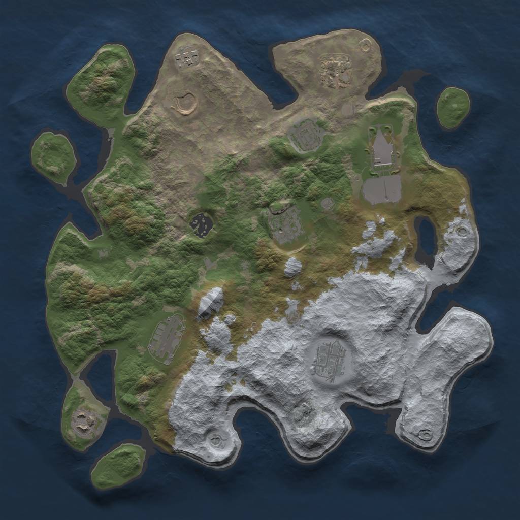 Rust Map: Barren, Size: 3500, Seed: 1814832655, 13 Monuments