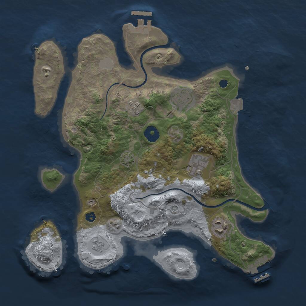 Rust Map: Procedural Map, Size: 3000, Seed: 1964722033, 10 Monuments