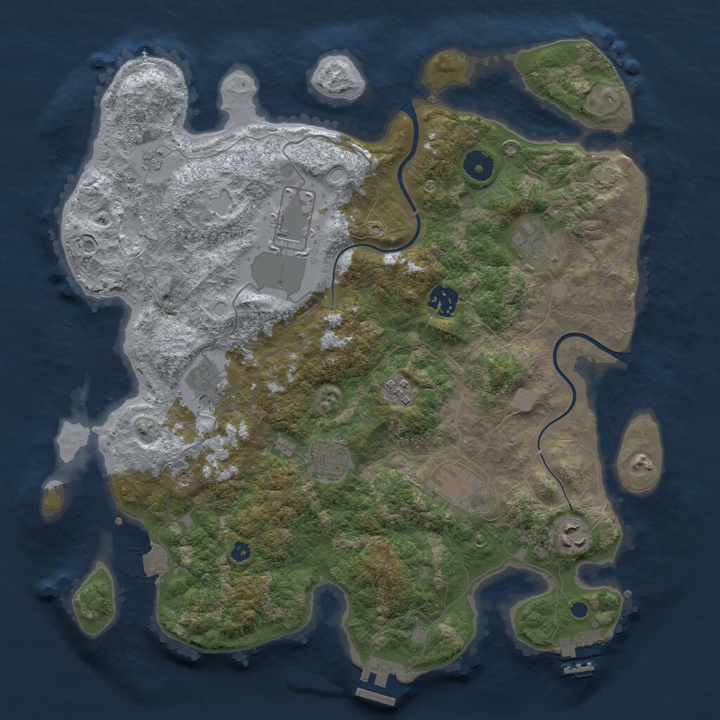 Rust Map: Procedural Map, Size: 3650, Seed: 56302819, 14 Monuments