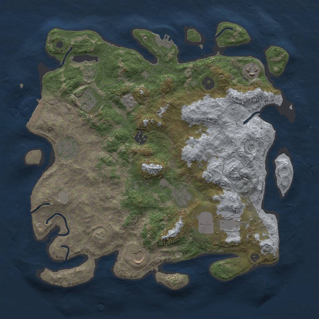 Rust Map: Procedural Map, Size: 3750, Seed: 388618720, 15 Monuments