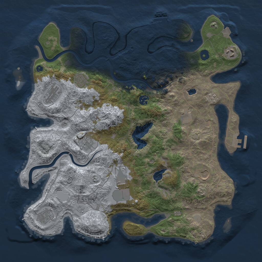 Rust Map: Procedural Map, Size: 4000, Seed: 1190587698, 16 Monuments