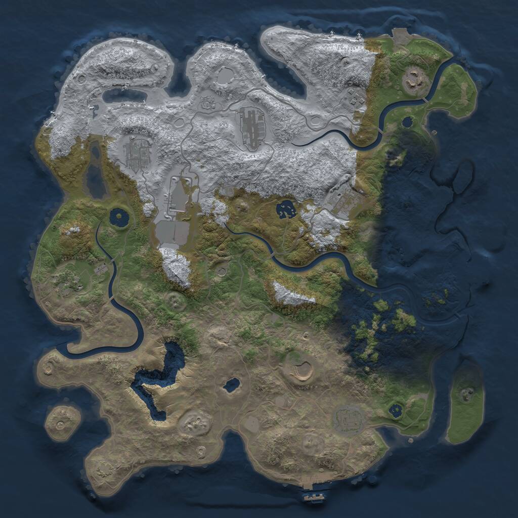 Rust Map: Procedural Map, Size: 4000, Seed: 1295929685, 16 Monuments