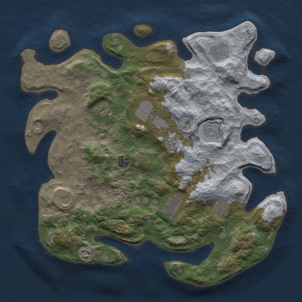 Rust Map: Barren, Size: 4000, Seed: 817197352, 13 Monuments