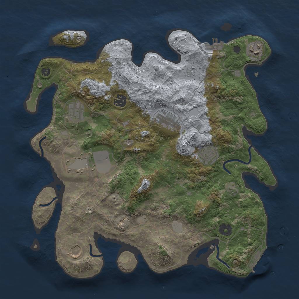 Rust Map: Procedural Map, Size: 3500, Seed: 1091193913, 14 Monuments
