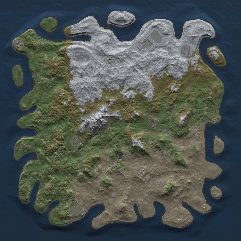 Rust Map: Barren, Size: 5000, Seed: 815, 13 Monuments